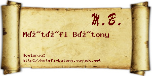 Mátéfi Bátony névjegykártya